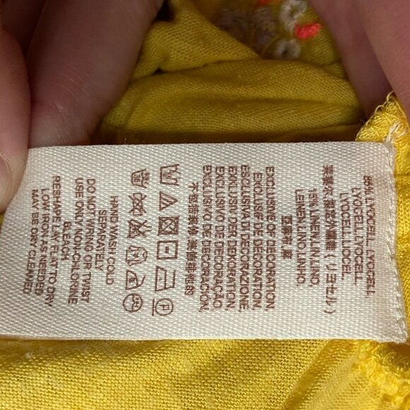 Nwt Free People Full Bloom Ruffle Top Yellow Linen Size Large New With Tags Crop - Picture 8 of 9